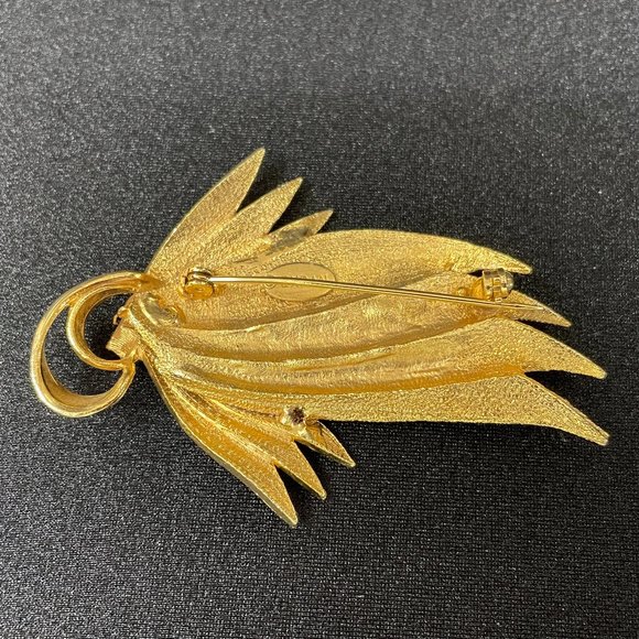 EUC Vintage '50's Expan Brand Abstract Bird Pin, Gold-Tone Textured, 2 3/4" L - Picture 6 of 11